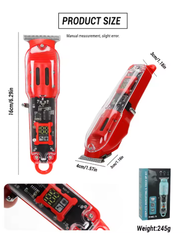 AFEITADORA DIGITAL RECARGABLE PROFESIONAL + ACCESORIOS