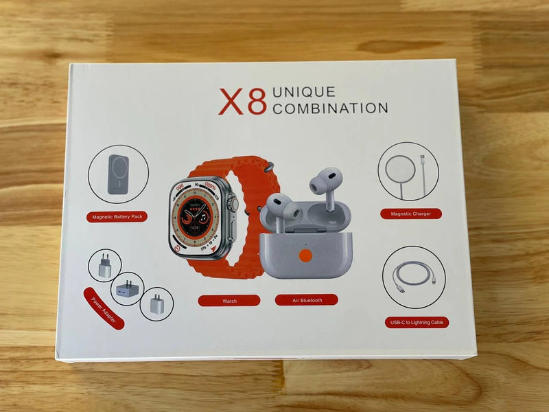Combo Audífonos + Smartwatch + Cargador Magnético - X8 Pro