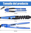 Kit de Plancha Alaciadora 3 en 1 para Cabello Liso y Rizado (Azul)