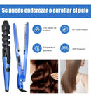 Kit de Plancha Alaciadora 3 en 1 para Cabello Liso y Rizado (Azul)